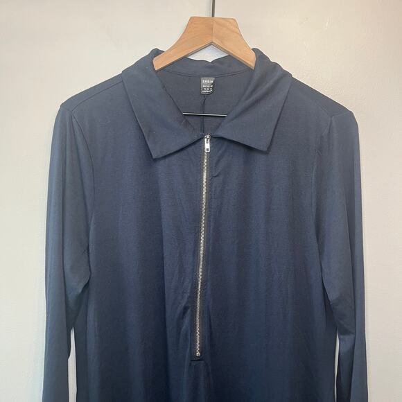 Shein Women's Half Zip Long Sleeve Collared Maxi Dress Navy Blue Size X-Large - Picture 2 of 6